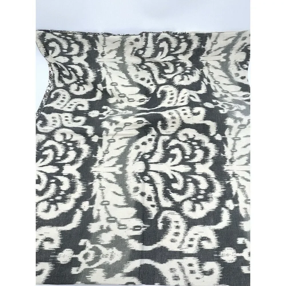 Pottery Barn Throw Pillow Sham Cover Gray Linen Blend Paisley Ikat 24